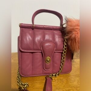 Elegant Pink Quilted Coach Mini Handbag